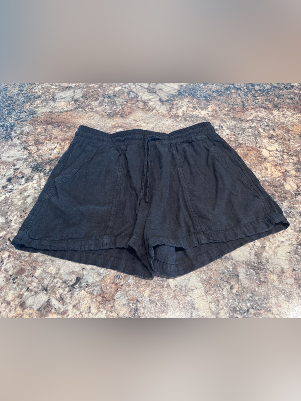 Thread & Supply Black Linen-Blend Drawstring Shorts